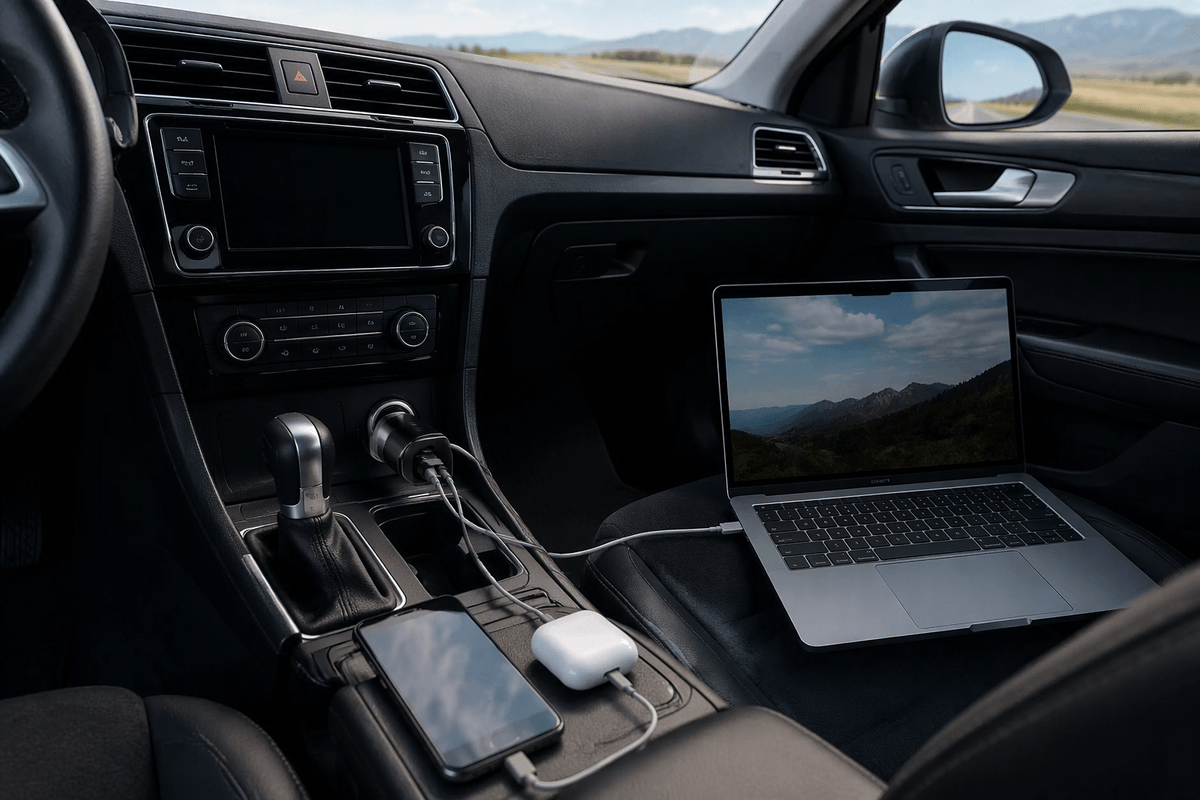 A practical setup for multiple devices in a real car trip